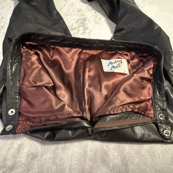 Vintage 80s Leather Motorcycle Pants Black Retro Women’s Sterling Stall 31x31 - Picture 10 of 10
